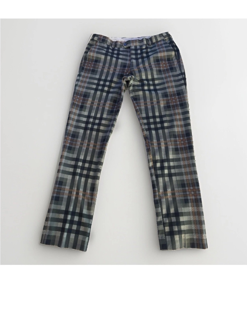 Barabas Men’s green and white Plaid Chino Pants in Gray and Green